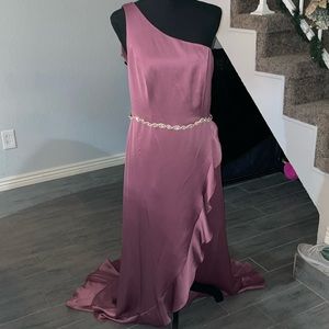 One shoulder high low evening dress